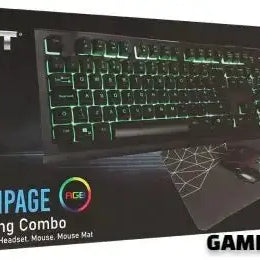 CiT Rampage RGB Gaming Keyboard, Mouse, Headset & Mouse Pad Combo Set displayed with vibrant RGB lighting, showcasing the complete 4-in-1 gaming bundle.