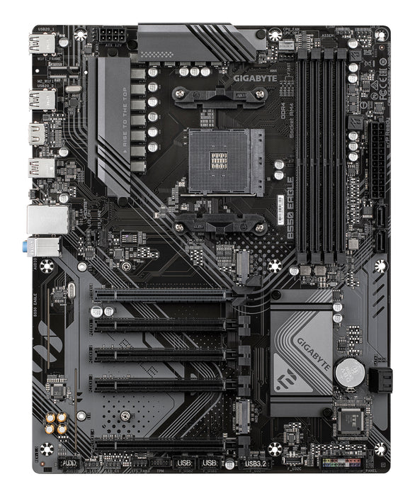 GIGABYTE B550 EAGLE Motherboard - AMD Ryzen 5000 G-Series CPUs, 10+3+1 Phases VRM, up to 3200MHz DDR4, 1xPCIe 4.0 + 1xPCIe 3.0 M.2, 1GbE LAN, USB 3.2 Gen 2