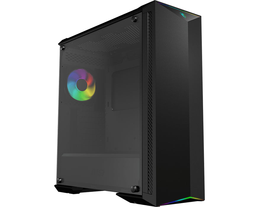 MSI MPG GUNGNIR 100 Mid Tower Gaming Computer Case 'Black, 1x 120mm ARGB + 3x 120mm Fan, Mystic Light Sync, 8 Channel ARGB Hub, Tempered Glass Panels, E-ATX, ATX, mATX, mini-ITX'