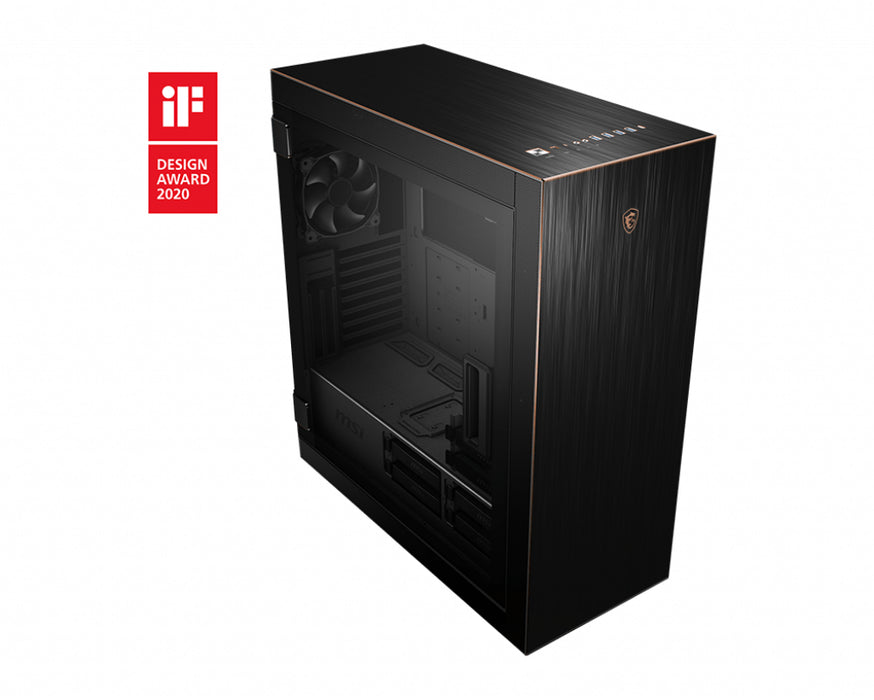 MSI MPG SEKIRA 500G Full Tower Gaming Computer Case 'Black with Gold Trim, 2x 200mm + 1x120mm Fans, USB Type-C, Tempered Glass Panel, E-ATX, ATX, mATX, mini-ITX'