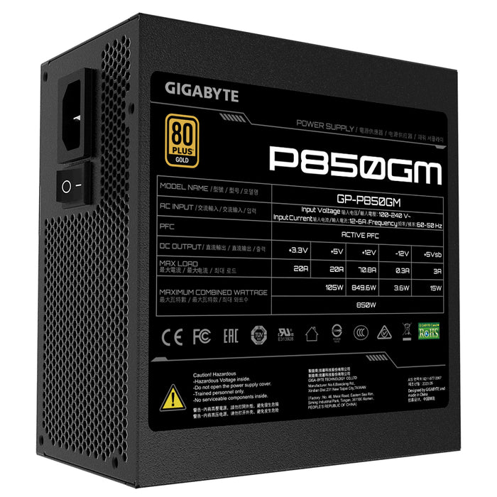 GIGABYTE P850GM power supply unit 850 W 20+4 pin ATX ATX Black