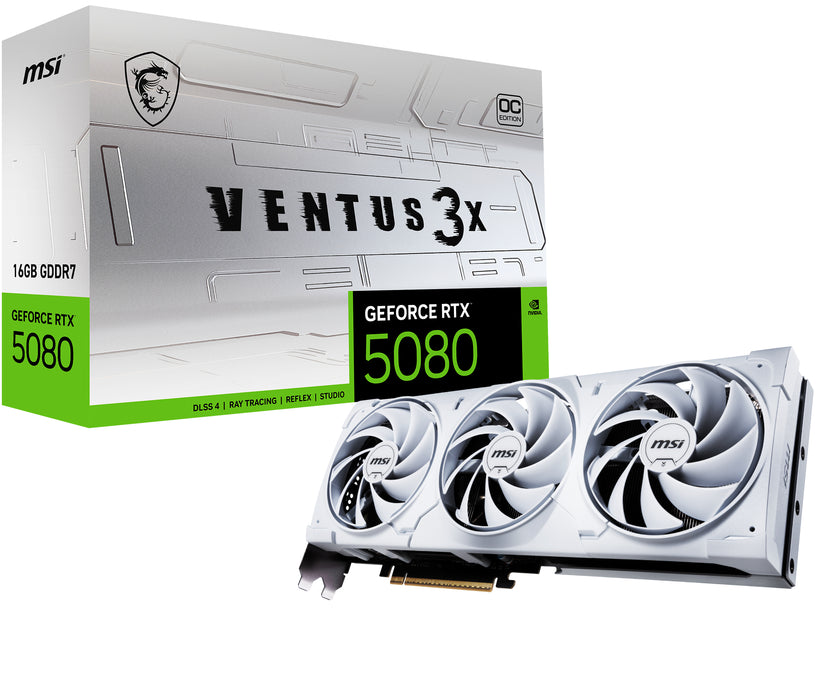MSI VENTUS GEFORCE RTX 5080 16G 3X OC WHITE graphics card NVIDIA 16 GB GDDR7